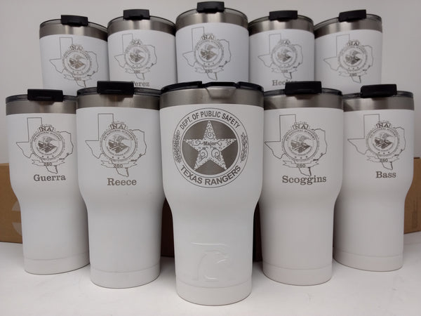 Laser engraved tumblers
